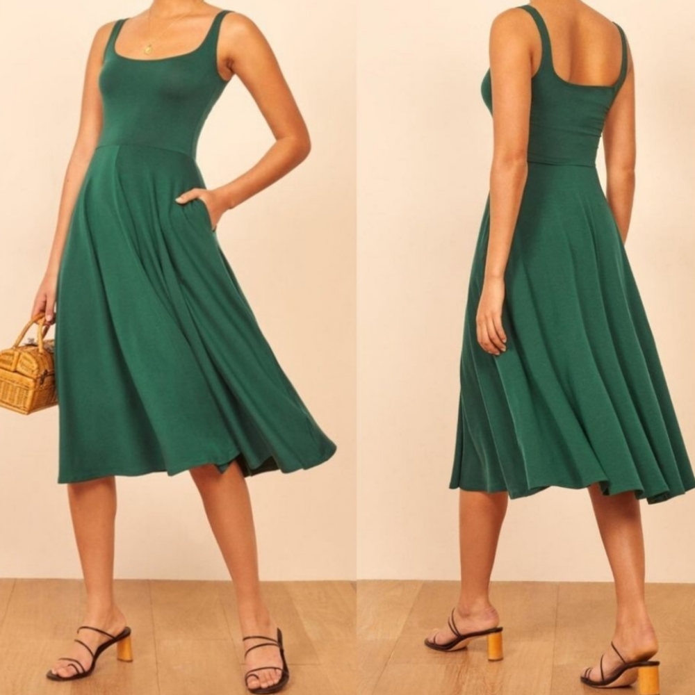 Reformation Green Midi Dress